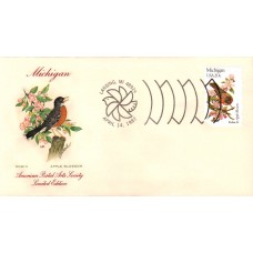 #1974 Michigan Birds - Flowers APAS FDC