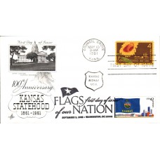 #4292 FOON: Kansas Flag Dual Artcraft FDC