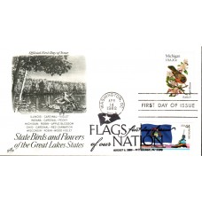 #4298 FOON: Michigan Flag Dual Artcraft FDC