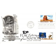 #4312 FOON: North Dakota Flag Dual Artcraft FDC