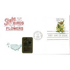 #1992 South Carolina Birds - Flowers Artopages FDC