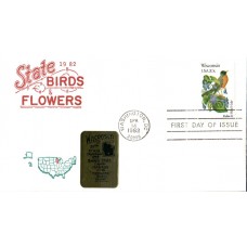 #2001 Wisconsin Birds - Flowers Artopages FDC