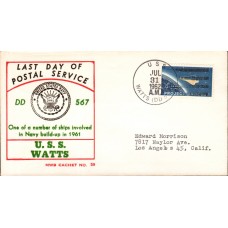 USS Watts DD567 1962 Beck Cover