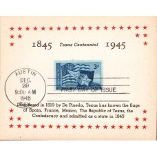 #938 Texas Statehood Bernet-Reid FDC