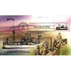 #3192 Remember the Maine Plate Bevil FDC