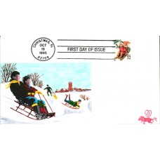 #3013 Sledding Children B Line FDC