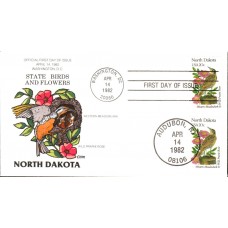 #1986 North Dakota Birds - Flowers Collins FDC