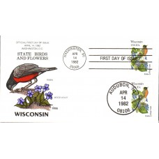 #2001 Wisconsin Birds - Flowers Collins FDC