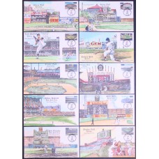 #3510-19 Legendary Baseball Fields Collins FDC Set