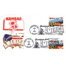 #3711 Greetings From Kansas Dual Covercraft FDC