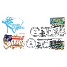 #3735 Greetings From South Carolina Dual Covercraft FDC