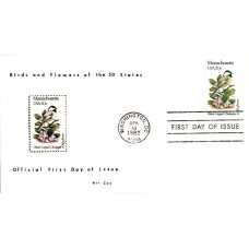 #1973 Massachusetts Birds - Flowers Coy FDC