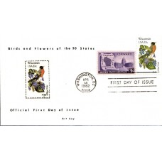 #2001 Wisconsin Birds - Flowers Coy FDC