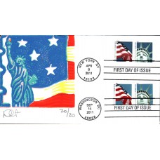 #4563-64 Lady Liberty - Flag Dual Curtis FDC