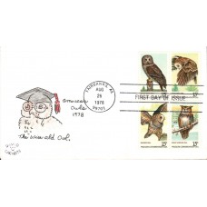 #1760-63 American Owls David C FDC