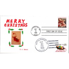 #2427-28 Christmas 1989 Dual Doback FDC