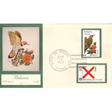 #1953 Alabama Birds - Flowers Double A FDC