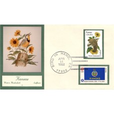 #1968 Kansas Birds - Flowers Double A FDC