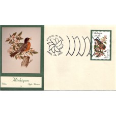 #1974 Michigan Birds - Flowers Double A FDC