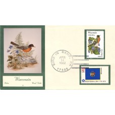 #2001 Wisconsin Birds - Flowers Double A FDC