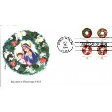 #3245-48 Christmas Wreaths Edken FDC