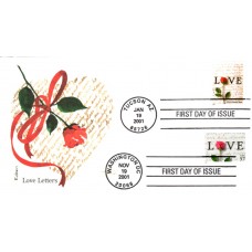 #3551 Rose and Love Letters Dual Edken FDC