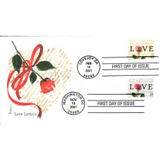 #3551 Rose and Love Letters Dual Edken FDC