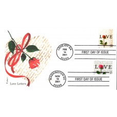 #3551 Rose and Love Letters Dual Edken FDC