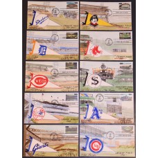 #3510-19 Legendary Baseball Fields Fisher FDC Set