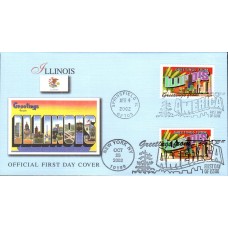 #3708 Greetings From Illinois Dual Fleetwood FDC