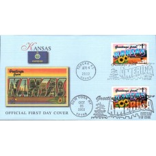 #3711 Greetings From Kansas Dual Fleetwood FDC