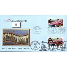 #3716 Greetings From Massachusetts Dual Fleetwood FDC