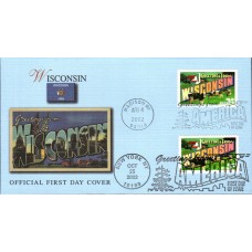 #3744 Greetings From Wisconsin Dual Fleetwood FDC