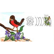 #2001 Wisconsin Birds - Flowers Fox FDC