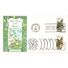 #1955 Arizona Birds - Flowers Dual Gamm FDC