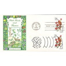 #1987 Ohio Birds - Flowers Dual Gamm FDC