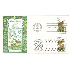 #1989 Oregon Birds - Flowers Dual Gamm FDC