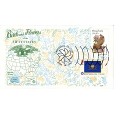 #1990 Pennsylvania Birds - Flowers Combo Gamm FDC