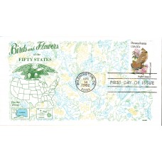 #1990 Pennsylvania Birds - Flowers Gamm FDC