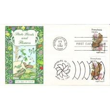 #1990 Pennsylvania Birds - Flowers Dual Gamm FDC