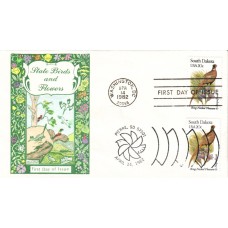 #1993 South Dakota Birds - Flowers Dual Gamm FDC