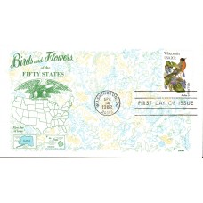 #2001 Wisconsin Birds - Flowers Gamm FDC