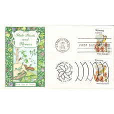 #2002 Wyoming Birds - Flowers Dual Gamm FDC