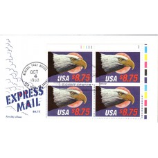 #2394 Eagle and Moon UR Plate Block Gamm FDC