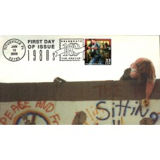 #3190k Fall of the Berlin Wall Homespun FDC