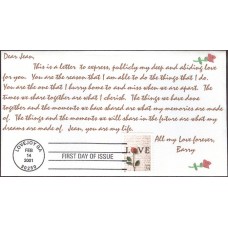 #3497 Rose and Love Letter Homespun FDC