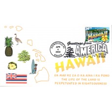 #3571 Greetings From Hawaii Homespun FDC