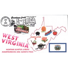 #3608 Greetings From West Virginia Homespun FDC