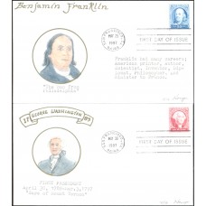 #3139-40 Washington - Franklin Houge FDC Set