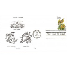 #1989 Oregon Birds - Flowers LWJ FDC